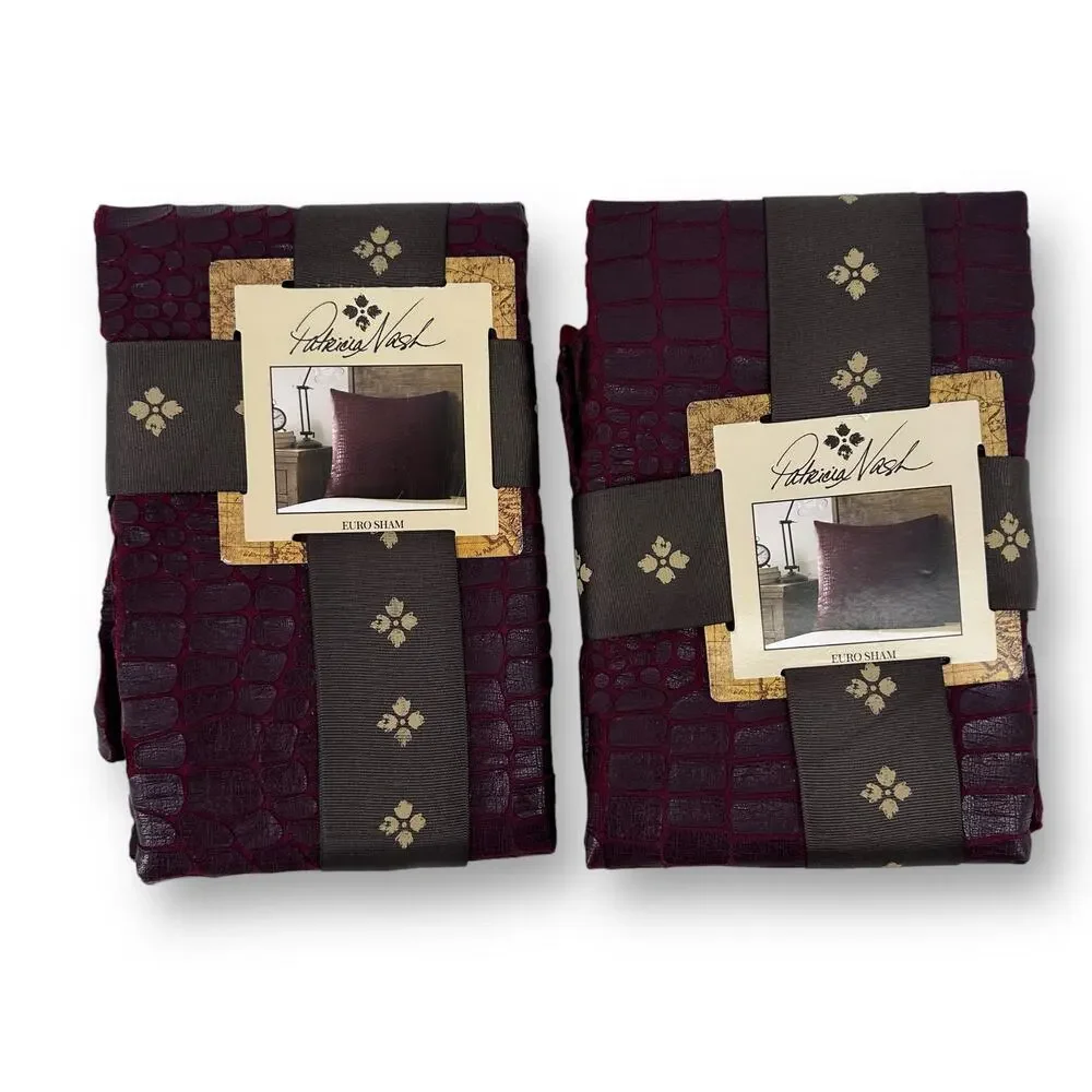 Patricia Nash Faux Croc Embossed Euro Sham Set Of Two Plum Red